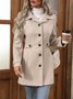 Women Spring/Fall Outerwear Casual Split Joint Plain Long Sleeve Shawl Collar Jacket