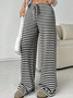Women Striped Long Elastic Waist Pants Casual Spring/Fall Trousers