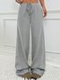 Women Striped Long Elastic Waist Pants Casual Spring/Fall Trousers