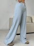 Women Striped Long Elastic Waist Pants Casual Spring/Fall Trousers