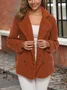 Women Spring/Fall Outerwear Vintage Split Joint Plain Long Sleeve Stand Collar Jacket
