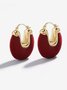 Ankola Red Flocked Earrings - Fashionable Autumn/winter New Style Light Luxury High-end Electroplated Retro Style Earrings