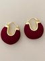 Ankola Red Flocked Earrings - Fashionable Autumn/winter New Style Light Luxury High-end Electroplated Retro Style Earrings
