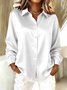 Women Plain Long Sleeve Shirt Spring/Fall Split Joint Shawl Collar Daily Casual Top