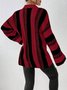 Women Striped Split Joint Winter Casual Long Sleeve Crew Neck Sweater