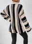 Women Striped Split Joint Winter Casual Long Sleeve Crew Neck Sweater