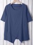 Linen Crew Neck Half Sleeve Solid Shirt & Blouses