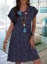 JFN V Neck Polka Dots Casual Midi Dresses 