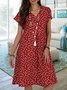 JFN V Neck Polka Dots Casual Midi Dresses 