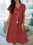 JFN V Neck Polka Dots Casual Midi Dresses 