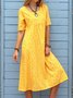 Floral Printed Crew Neck Pockets Short Sleeve Casual Midi Shirt Dress
