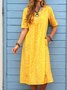 Floral Printed Crew Neck Pockets Short Sleeve Casual Midi Shirt Dress