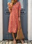 Floral Printed Crew Neck Pockets Short Sleeve Casual Midi Shirt Dress