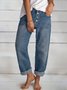 Blue Casual Buttoned Jeans