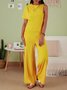 Women's Commuting Asymmetry Sleeve Solid Jumpsuit & Romper Jumpsuit