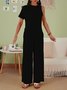 Women's Commuting Asymmetry Sleeve Solid Jumpsuit & Romper Jumpsuit