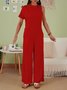 Women's Commuting Asymmetry Sleeve Solid Jumpsuit & Romper Jumpsuit