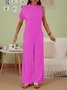 Women's Commuting Asymmetry Sleeve Solid Jumpsuit & Romper Jumpsuit