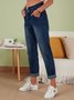 Blue Casual Denim Plain Pockets Jeans