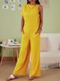 Women's Commuting Asymmetry Sleeve Solid Jumpsuit & Romper Jumpsuit