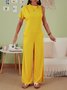 Women's Commuting Asymmetry Sleeve Solid Jumpsuit & Romper Jumpsuit