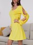 Crew Neck Black Women Summer Dresses Shift Daily Casual Plain Dresses