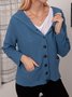 Winter Casual Regular Fit Solid Buttoned Hooded Cardigan