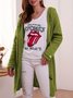 Floral Hooded Knitted Cardigan Plus Size Sweater coat