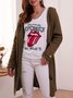 Floral Hooded Knitted Cardigan Plus Size Sweater coat