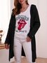 Floral Hooded Knitted Cardigan Plus Size Sweater coat