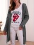 Floral Hooded Knitted Cardigan Plus Size Sweater coat