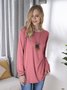 JFN Round Neck Solid Causal Tunic Top