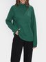 Deep Green Turtleneck Cotton-Blend Vintage Shirt & Top