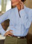 JFN Stand Collar White Cotton Paneled Long Sleeve Blouse