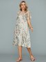 JFN Round Neck Floral Casual Midi Dresses 