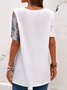Cotton-Blend Casual Short Sleeve Tops