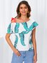 Holiday Single Sleeve Tropical One Shoulder Tops