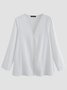 Solid Paneled Long Sleeve V Neck Shirts & Tops