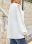 JFN V Neck Lace Puff Sleeve Daily Top
