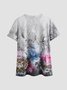 JFN Crew Neck Floral Dyed Daily T-Shirt/Tee 
