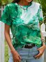 Cotton-Blend Floral-Print Casual T-shirt