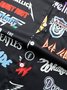 Mens Rock and Roll Punk Print Pocket Lapel Casual Loose Short Sleeve Shirt
