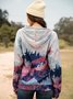Forest Print Long Sleeve Casual Cotton-Blend Hoodie Sweatshirt