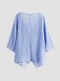 JFN Cotton & Linen Asymmetric Hem Loose Fit Long Sleeve Shirts Tunic Top