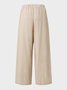 Casual Plain Pockets Linen Pants