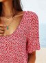 JFN V Neck Floral Beach Vacation Casual Mini Smock Dress