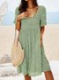 JFN V Neck Floral Beach Vacation Casual Mini Smock Dress