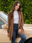 Plus Size Casual Pockets Knitted Long Sleeve Solid Jacket
