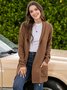 Plus Size Casual Pockets Knitted Long Sleeve Solid Jacket