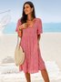 JFN V Neck Floral Beach Vacation Casual Mini Smock Dress